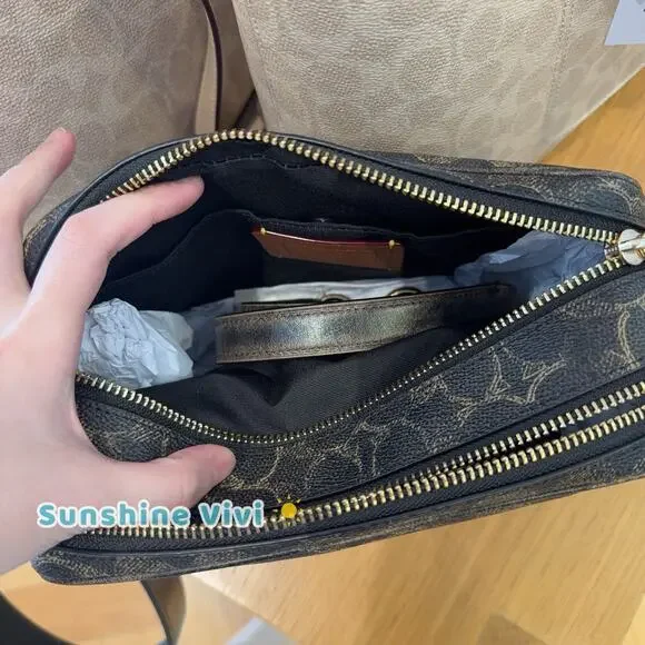 NWT Coach Carey Crossbody Bag Signature Canvas Leather Charms CEK68 Gold Brown - Picture 5 of 10